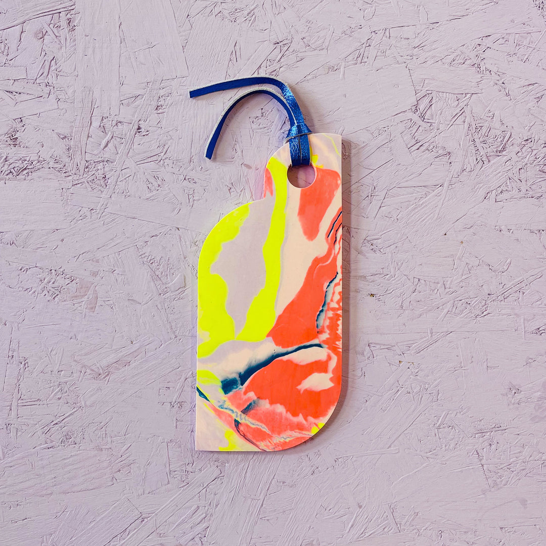 Jesmonite Platter Board with Leather Strap - Coral & Lilac - Misshandled