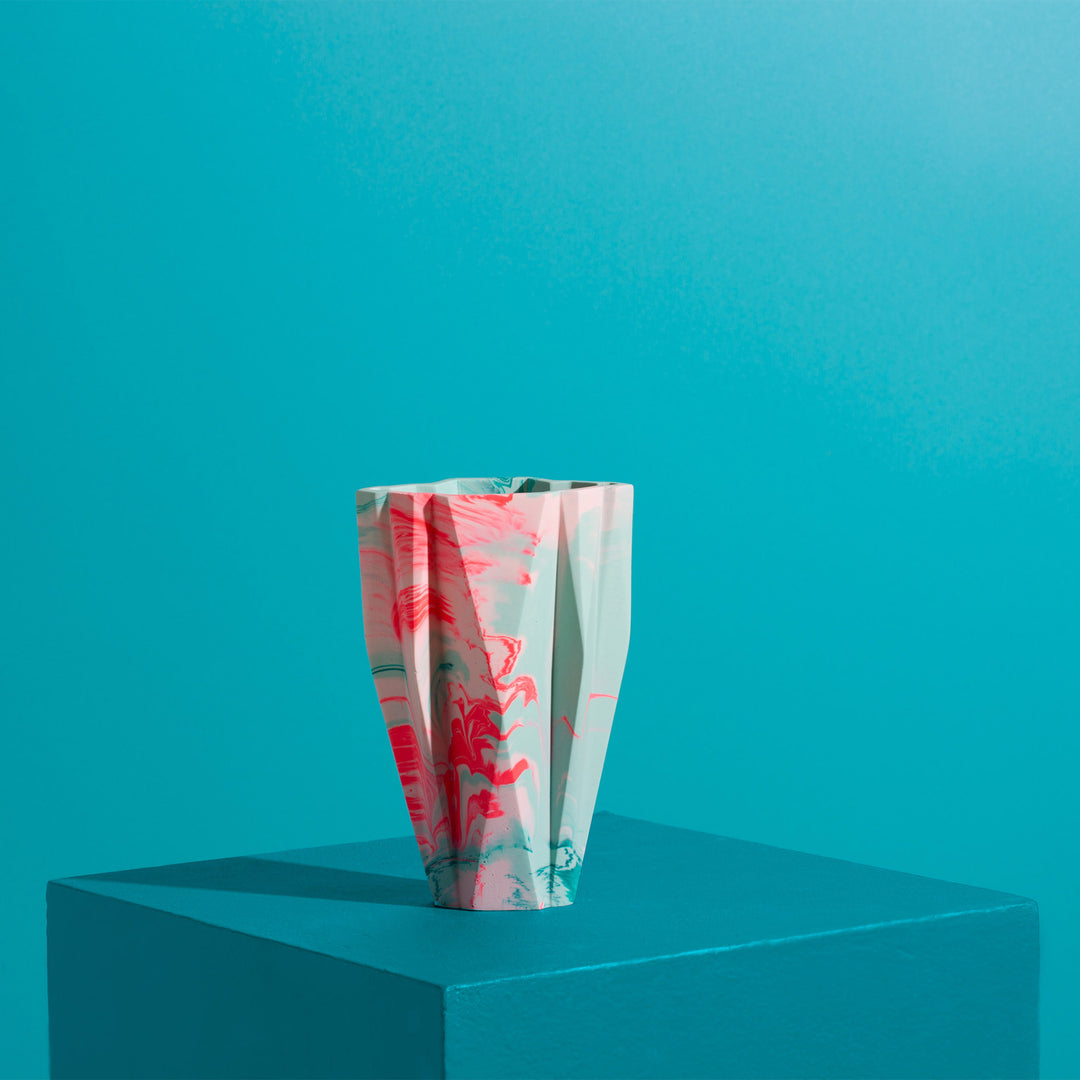 Small Deco Vase - Marbled In Mint & Teal - Misshandled