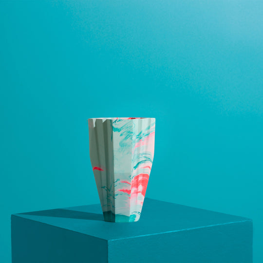 Small Deco Vase - Marbled In Mint & Teal - Misshandled